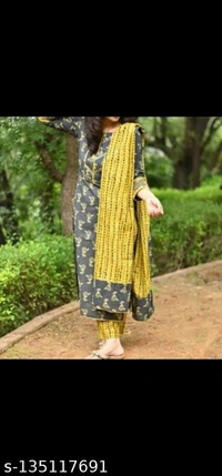 SabhyaSajja Women Rayon Printed and Gotta Work Straight Kurta Pant With Dupata - M