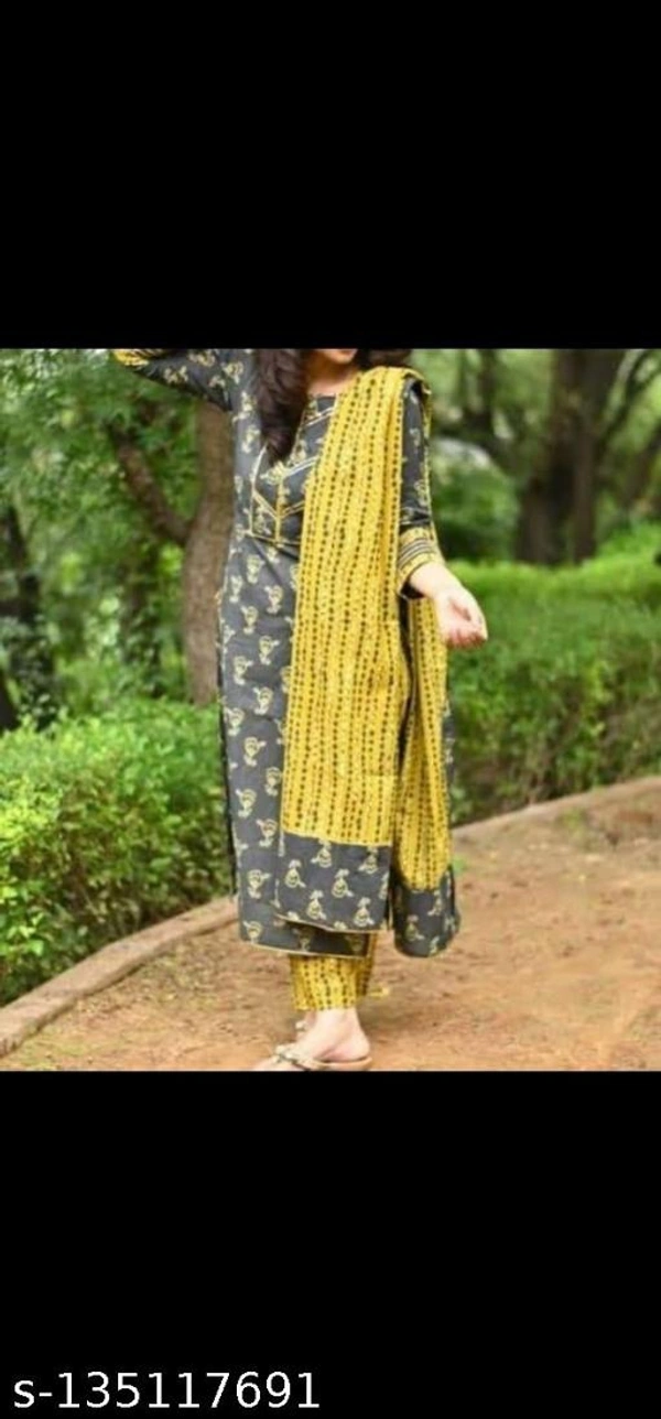 SabhyaSajja Women Rayon Printed and Gotta Work Straight Kurta Pant With Dupata - M