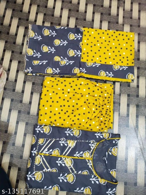 SabhyaSajja Women Rayon Printed and Gotta Work Straight Kurta Pant With Dupata - M