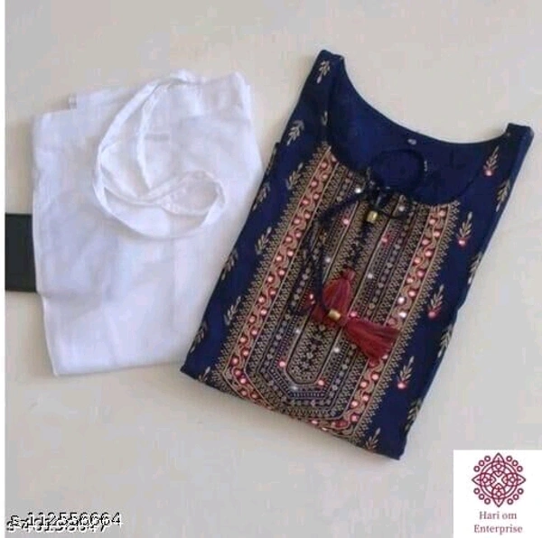 rayon kurtis with plazzo set - Nevy Blue, XL