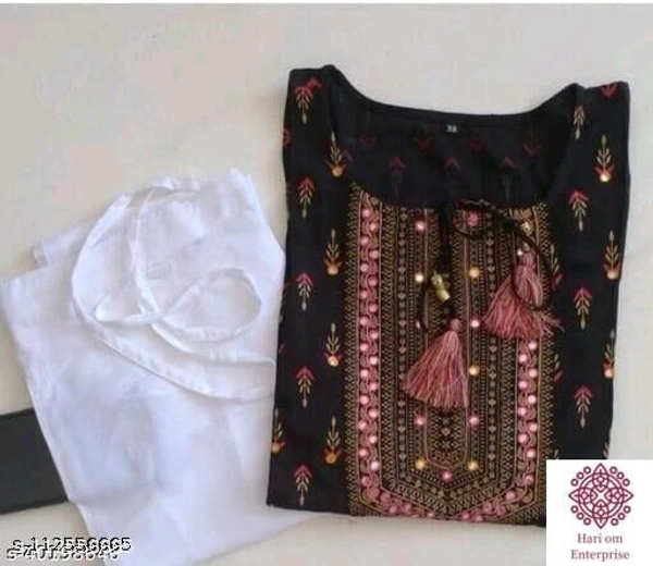 rayon kurtis with plazzo set - Black, XXL