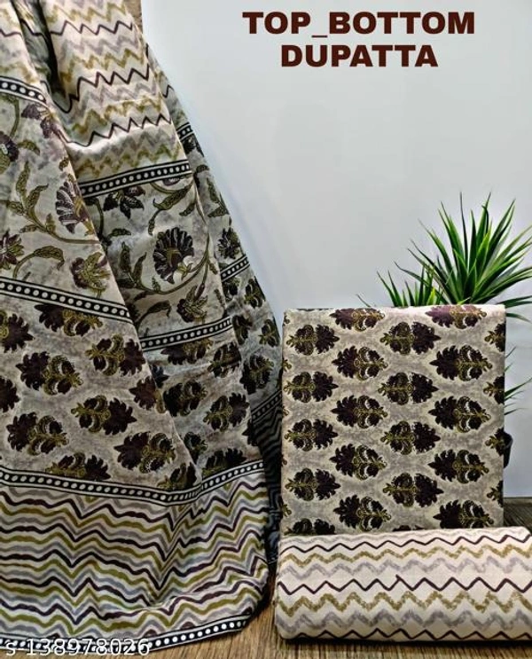 printed unstitched dress - Brown, Un Stitched
