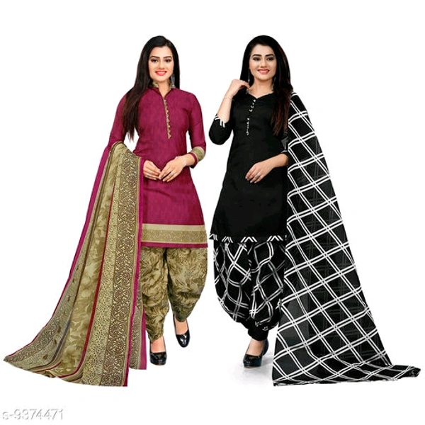 Rajnandini purple And Black Cotton Printed Unstitched Dress Material(Combo Of 2) - Un stitched