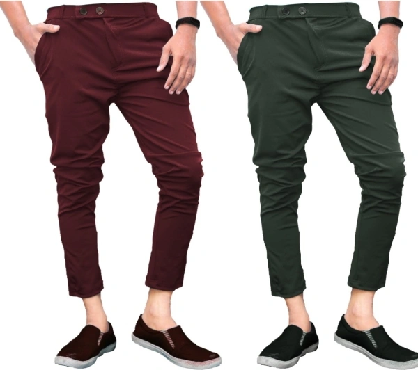 Knit Vey Slim Fit Men Multicolor Trousers - 32