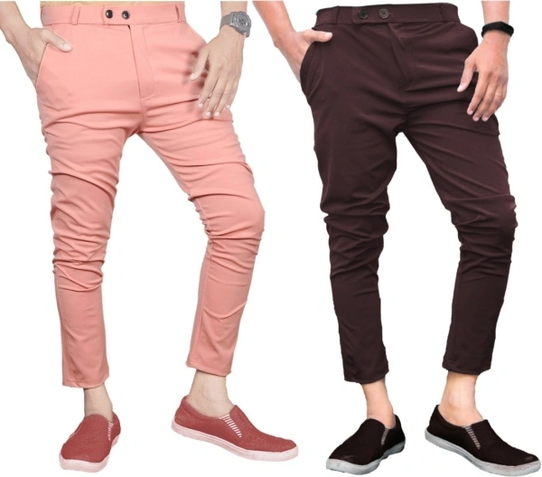 Knit Vey Slim Fit Men Multicolor Trousers - 34
