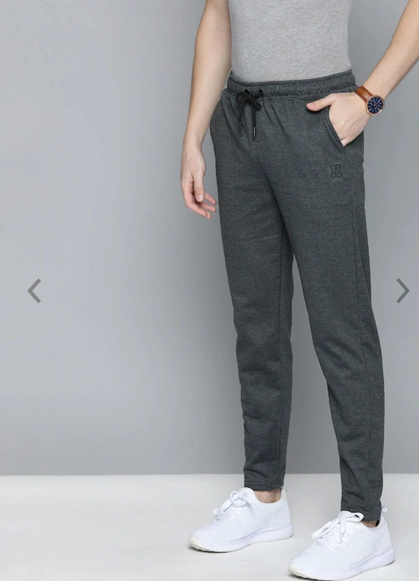 Grey melange solid track pants - S