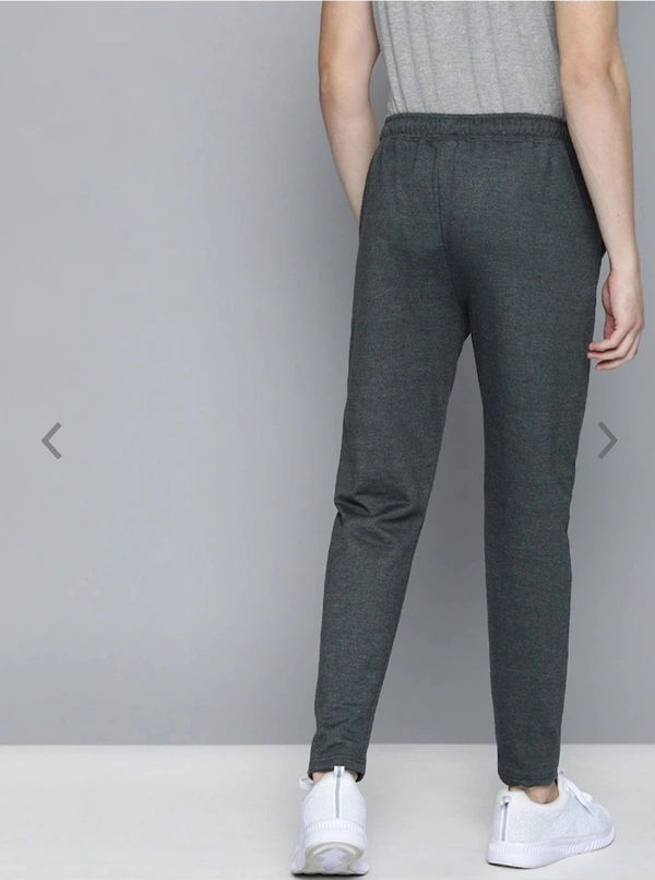 Grey melange solid track pants - M