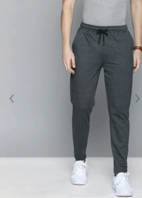 Grey melange solid track pants - M