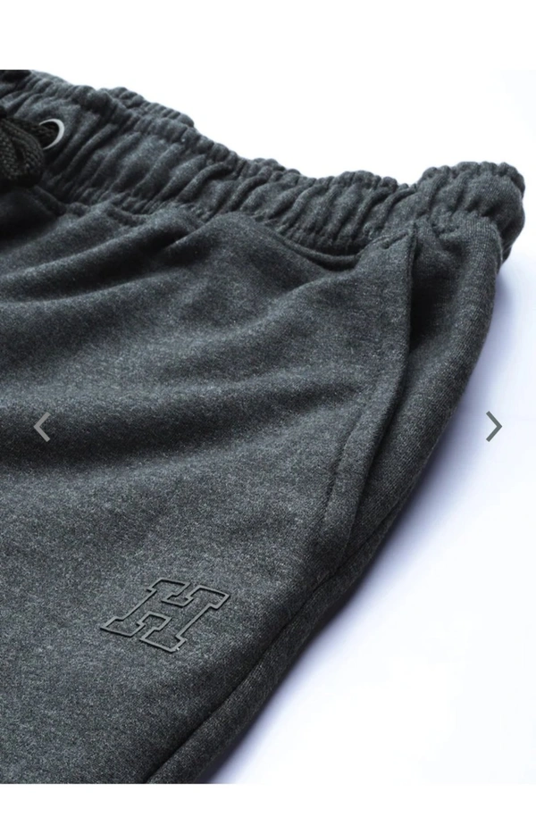 Grey melange solid track pants - M