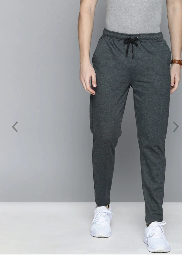 Grey melange solid track pants - L