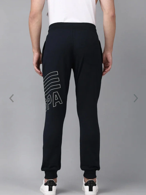 Navy Blue & White printed joggers has elasticated waistband with drawstring closureand 2 pockets - M