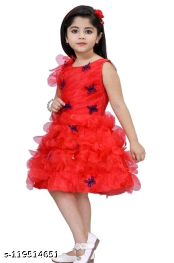 girls classy frocks - Red, 0-6 Months