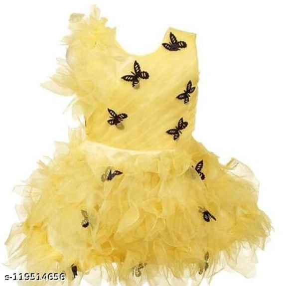 girls classy frocks - Yellow, 6-9 Months
