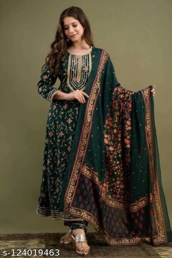 100% Pure Rayon Kurta Pant Duppata Set For Women  - XXL