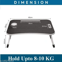 HARI CREATION  'Foldable Bed Study Table Portable Multifunction Laptop-Table Lapdesk for Children Bed Foldabe Table Work Office Home with Tablet Slot & Cup Holder Bed Study Table-> (Black) - Free Size