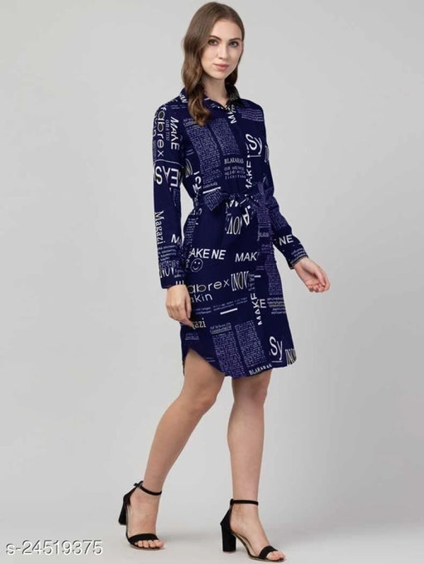 Women's Shirt Paper Printed  - Navy Blue, S