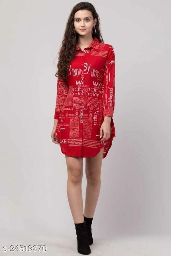 Women's Shirt Paper Printed  - Dark Red, M