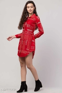 Women's Shirt Paper Printed  - Dark Red, L