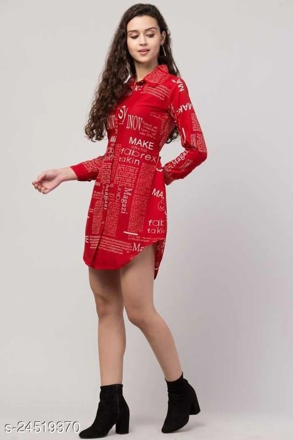 Women's Shirt Paper Printed  - Dark Red, L