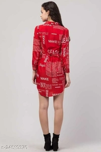 Women's Shirt Paper Printed  - Dark Red, L