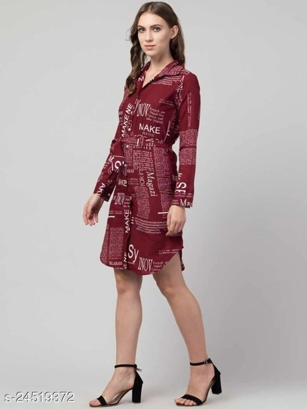 Women's Shirt Paper Printed  - Maroon, XL