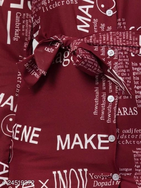 Women's Shirt Paper Printed  - Maroon, XL