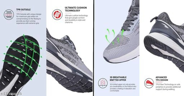 ASIAN Men's Fiber-01 Sports Running Shoes With Phylon Sole  - Grey, IND-8