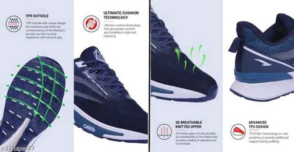 ASIAN Men's Fiber-01 Sports Running Shoes With Phylon Sole  - Nevy Blue, IND-8