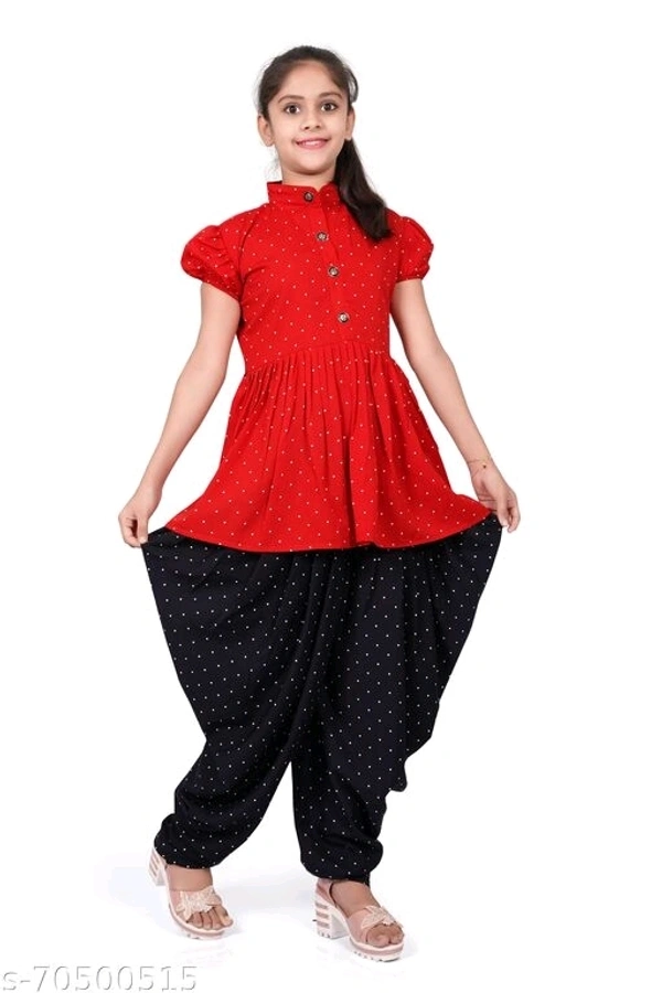foxxey dhoti top - 8-9 Years, Red