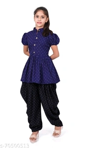 foxxey dhoti top - Navy Blue, 6-7 Years