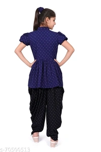 foxxey dhoti top - Navy Blue, 6-7 Years