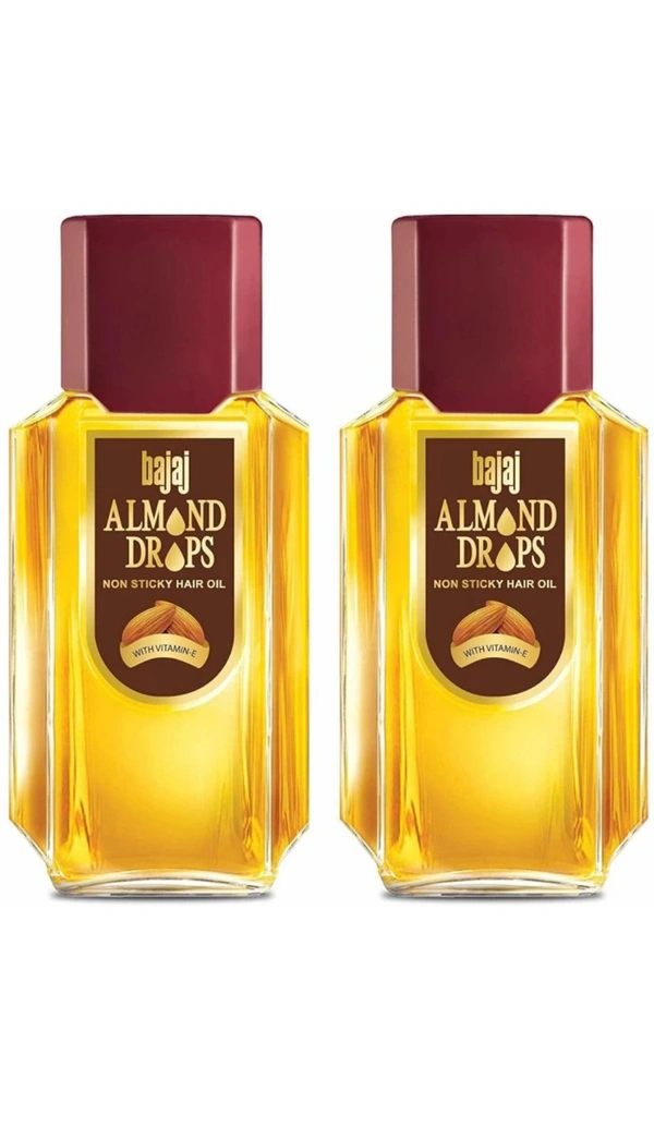 BAJAJ ALMOND  BAJAJ Almond Drops Hair Oil - 2 x 500 ml Packs Hair Oil (1000 ml) - Brandy Punch, 500ml + 500ml = 1Litre