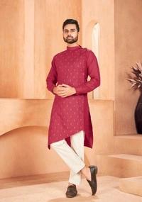 Kurta Pajama Set For Men - Bright Red, M