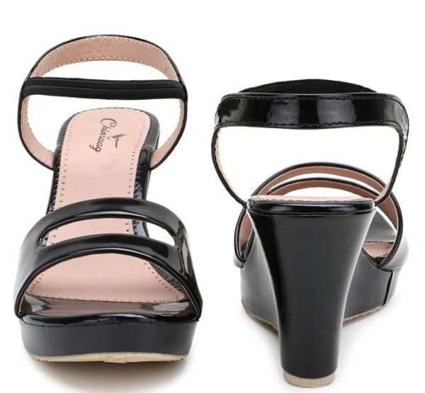 CHINRAAG Sandal for Womens Heel Sandal Comfortable High Heel Sandal (CR-128) - Black, IND-7