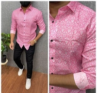 Fashionable Digital Printed Shirt For Mens  - Brilliant Rose, XL
