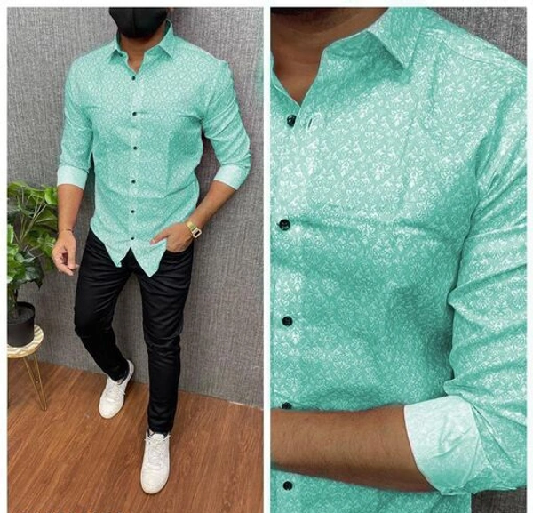 Fashionable Digital Printed Shirt For Mens  - Mountain Meadow, M