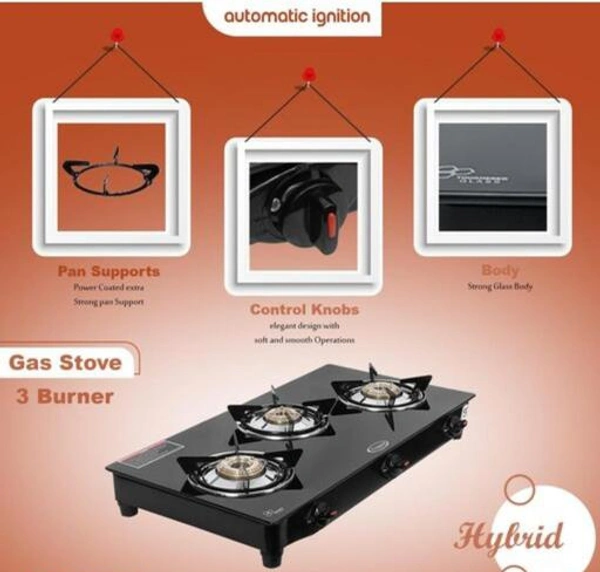 Fogger Fuera Mestizo Premium Glass Top Automatic Gas Stove For Smart Kitchen - Black, Free Size