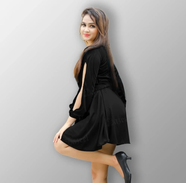 Mini Wrap Dress - Black, S