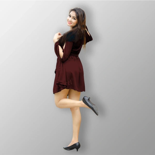 Mini Wrap Dress - Nutmeg Wood Finish, M