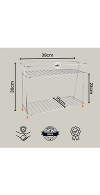 Nexo Stainless Steel Spice 2-Tier Trolley Container Kitchen Organizer storage rack/Basket for Boxes Utensils Dishes Plates for Home (Multipurpose Kitchen Storage Shelf Shelves Holder Stand Rack) - Free Size