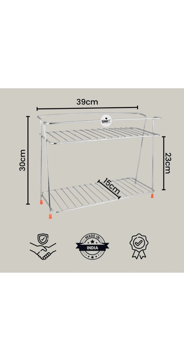 Nexo Stainless Steel Spice 2-Tier Trolley Container Kitchen Organizer storage rack/Basket for Boxes Utensils Dishes Plates for Home (Multipurpose Kitchen Storage Shelf Shelves Holder Stand Rack) - Free Size