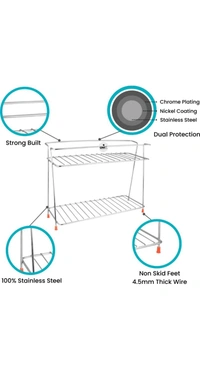 Nexo Stainless Steel Spice 2-Tier Trolley Container Kitchen Organizer storage rack/Basket for Boxes Utensils Dishes Plates for Home (Multipurpose Kitchen Storage Shelf Shelves Holder Stand Rack) - Free Size