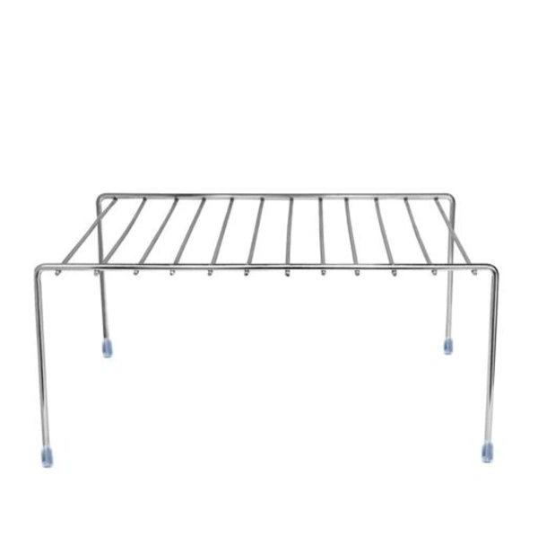 2pcs Stainless Steel Kitchen Dish Rack Expandable Storage Shelves for Kitchen Cabinets Multipurpose Organizer Extend Up to 580 mm with Anti-Rust Nano Coating (Pack of 2) - Free Size