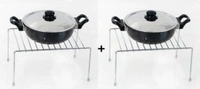 2pcs Stainless Steel Kitchen Dish Rack Expandable Storage Shelves for Kitchen Cabinets Multipurpose Organizer Extend Up to 580 mm with Anti-Rust Nano Coating (Pack of 2) - Free Size