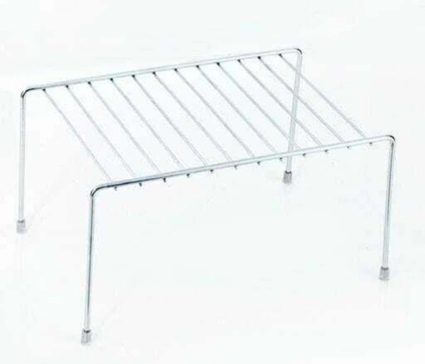 2pcs Stainless Steel Kitchen Dish Rack Expandable Storage Shelves for Kitchen Cabinets Multipurpose Organizer Extend Up to 580 mm with Anti-Rust Nano Coating (Pack of 2) - Free Size