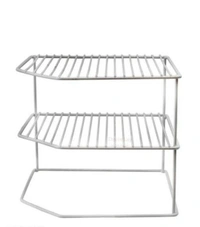 Nexo Stainless Steel Chakla Belan Corner Kitchen Rack/Utensil Holder/Corner Shelf (30x30x30 cm, Silver) - Free Size