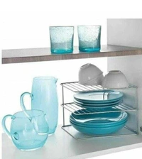 Nexo Stainless Steel Chakla Belan Corner Kitchen Rack/Utensil Holder/Corner Shelf (30x30x30 cm, Silver) - Free Size
