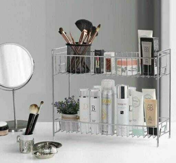 Nexo Stainless Steel Spice 2-Tier Trolley Container Organizer Organiser/Basket for Boxes Utensils Dishes Plates for Home (Multipurpose Kitchen Storage Shelf Shelves Holder Stand Rack ) - Free Size