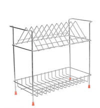 Nexo Stainless Steel 2 Shelf Kitchen Dish Rack | Plate Cutlery Stand | Kitchen Utensils Rack | Modern Kitchen Storage Rack (13X13) INCH Plate Stand - Red, Free Size