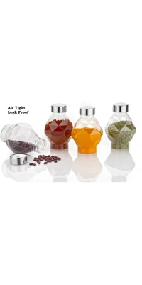 360Ã?Â° Revolving New Diamond Spice Rack Masala Rack Spice Box Masala Box Masala Container (1 Stand,16 Plastic Bottles With Steel Cap) - 350 ml Plastic Utility Container  (Clear) - Free Size